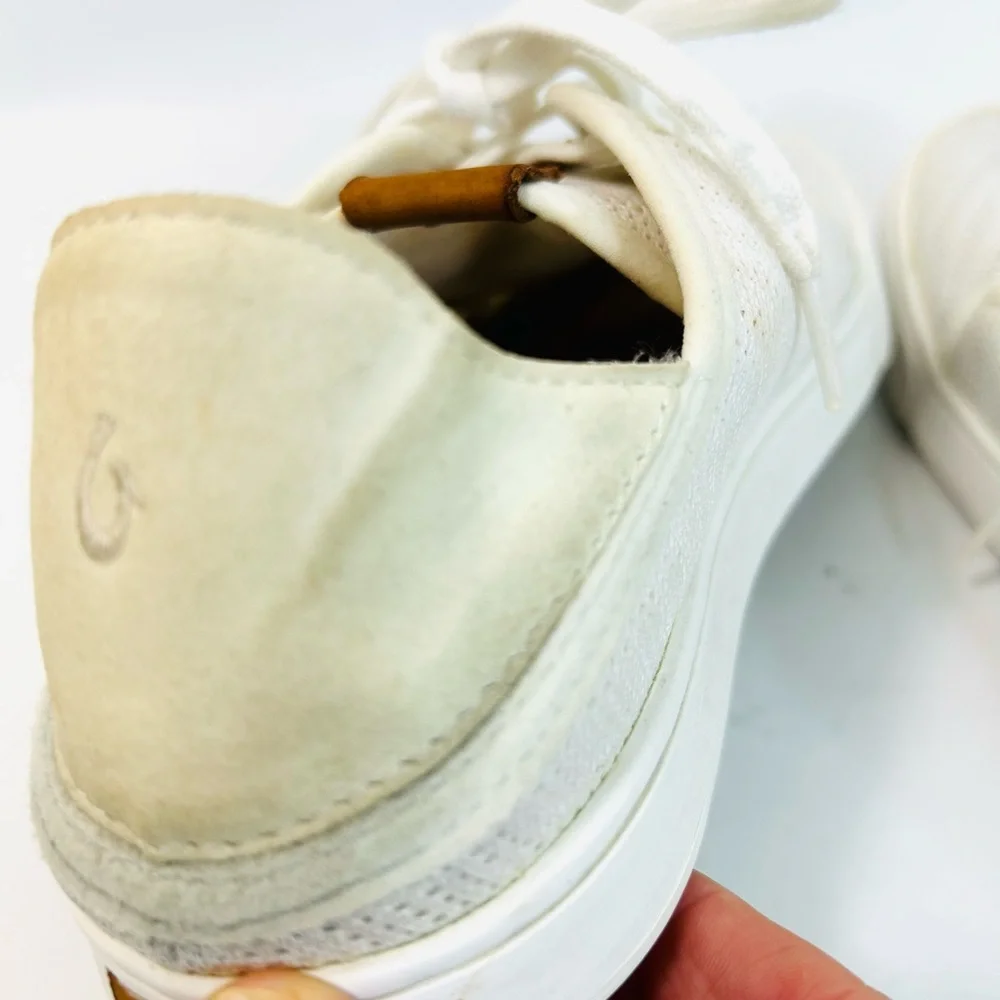 OluKai Cream-White Slip-On Perforated Sneaker Mule